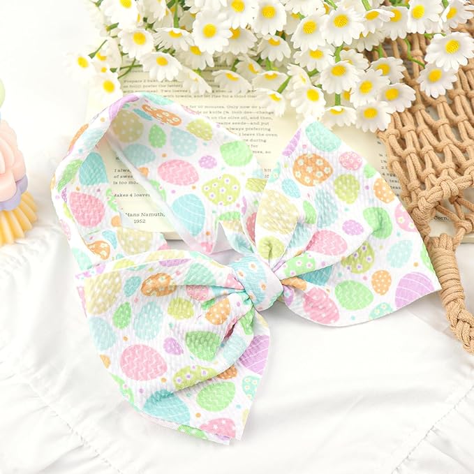 YanJie 7" Easter Baby Girl Bows Egg Headband Easter Hair Bows large Easter Baby Headband Toddler Girls Hair Accessories Infant Bow Pink Purple