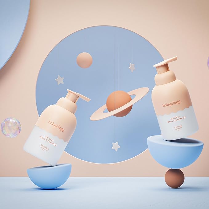 Babyology All Natural Baby Wash and Shampoo - 100% Edible Ingredients - with Organic Lavender Essential Oil (Fragrance Free) - Good for Sensitive Skin - Non Toxic - Tear Free