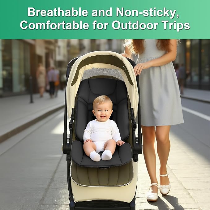 Baby Stroller Seat Liner for Most Models, Breathable Fabric Stroller Seat Liner Insert, Ensure Comfort and Support on The Go, Stroller Accessories for Toddler Aged 0-5 Years Old, Black