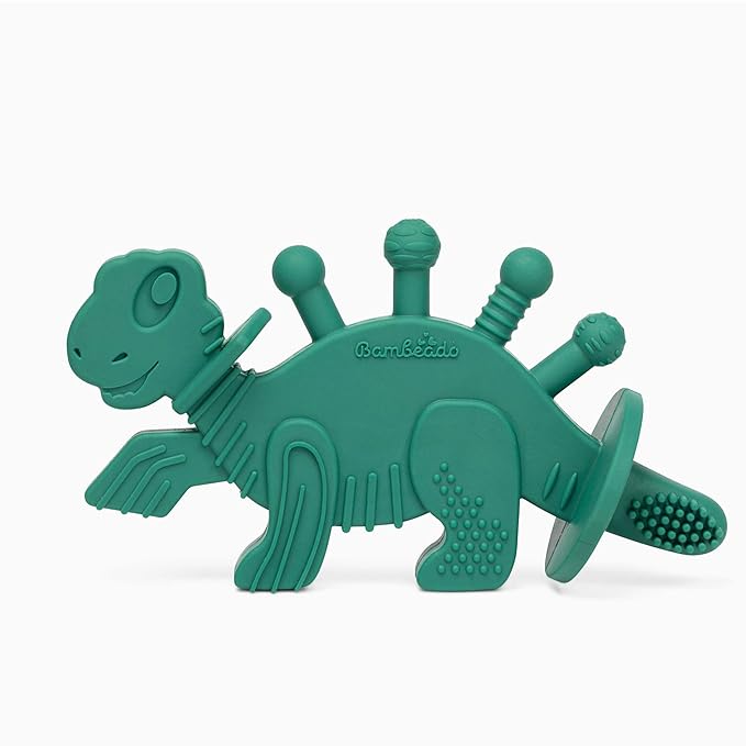Bambeado Baby Teether Toy: Dibly - The Dino Baby Teething Toys BPA-Free Teethers Inspired by Nature with Natural Rubber Pacifier