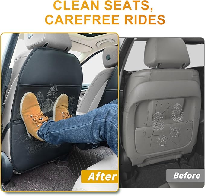 Sanwom Car Seat Back Protector for Kids - Backrest Protector Prevents Damage from Kicking, Universal Fit Seat Protector with Anti-Slip Design, Shields Against Scratches & Footprints