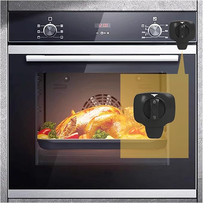Knob Switch Child Proof Oven Lock Baby Safety Oven Door Lock for Toddlers Heat-resistant Adhesive no Tools Need or Drill (Black-1Pcs)