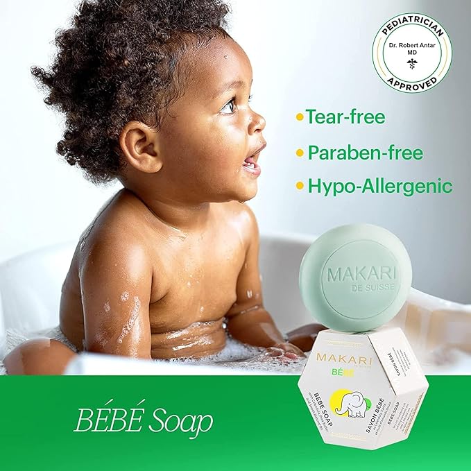 MAKARI Baby Soap 2-Pack (5.4 oz) | Moisturizing Daily Bar for Delicate Skin | Mild Children’s Bath Soap with Shea Butter & Gentle Botanicals