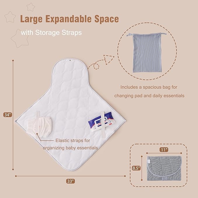 UTEX Baby Portable Changing Pad, Waterproof & Wipeable Diaper Changing Mat with Carrying Bag, Foldable Changing Mat for Travel, Newborn Shower Gifts
