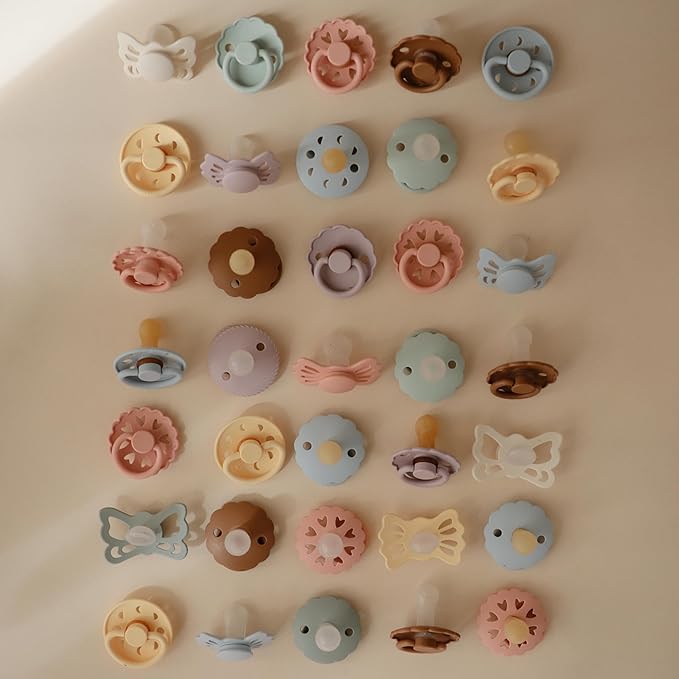 FRIGG Daisy Night SilkySoft Silicone Baby Pacifier | Made in Denmark | BPA-Free (Croissant/Cream, 6-18 Months)