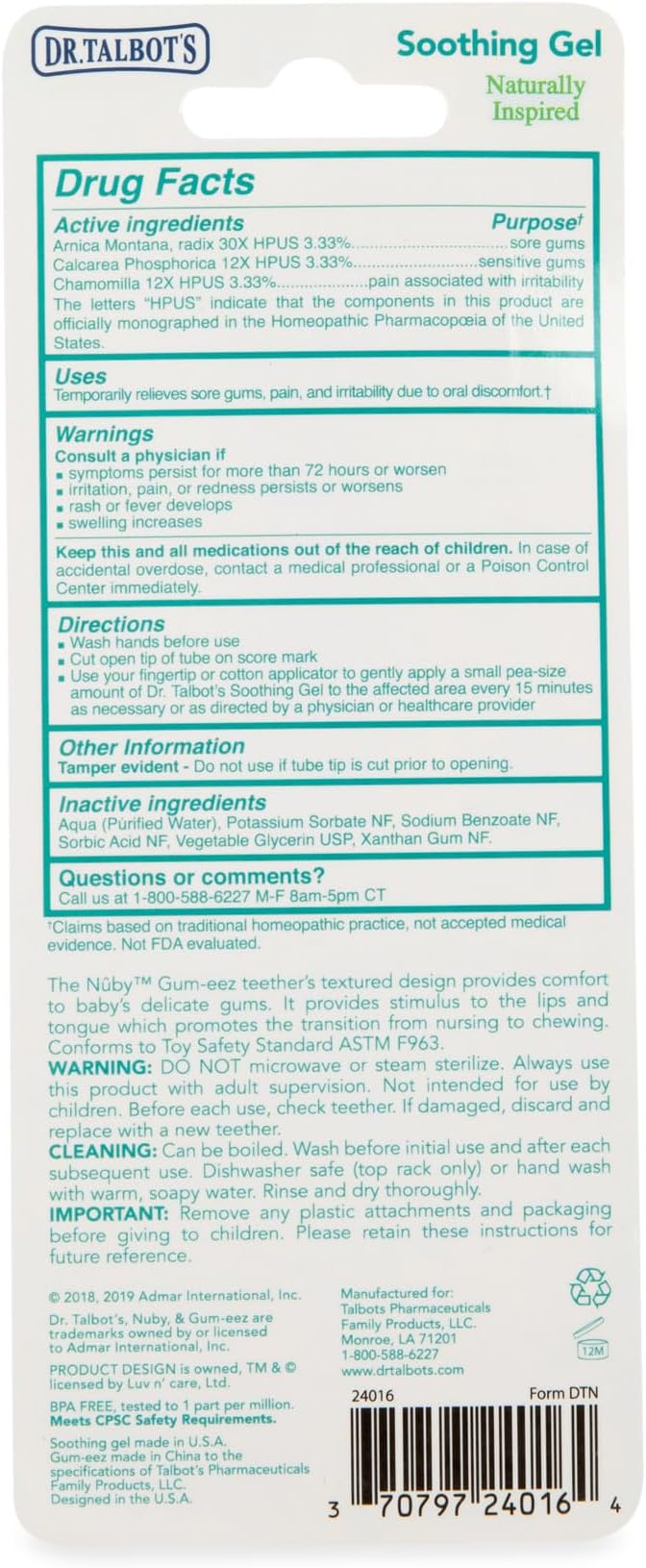 Dr. Talbot's Soothing Gel for Sore Gums with Silicone Gum-EEZ Teether - 2-Piece Set