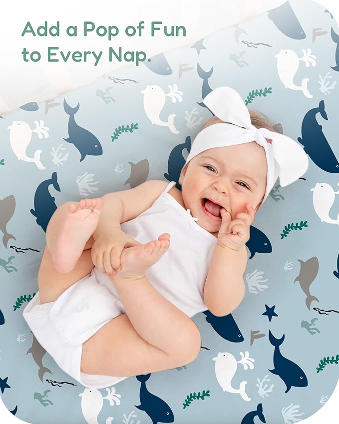 Crib Sheets 2 Pack, Fitted Crib Sheet for Standard Crib Mattress 28x52x9, Ultra Soft Jersey Knit, Breathable Stretchy Deep Pocket, Snug Fit Stays Put, Baby Crib Mattress Sheet