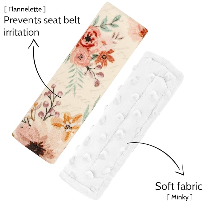 TANOFAR Baby Car Seat Strap Pads, Soft Carseat Straps Covers, Car Seat Straps Shoulder Pads for Girls, Seat Belt Cover Pad for Kids, Suitable for Baby Car Seat, Pushchair, Stroller, Autumn