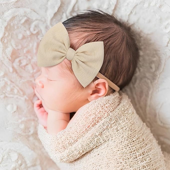 YanJie 4.5'' Baby Girls Soft Nylon Headbands Newborn Bows Handmade Hairbands Hair Accessories for Newborn Infant Toddler Kids 16Pcs