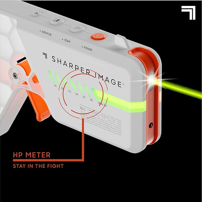 Sharper Image Tag Blaster Set – 4-Pack with Lights & Sounds, 110-ft Range, 7 Team Colors, Dual Firing Modes| Indoor & Outdoor Game for Kids Teens Adults| No Vests Needed, White
