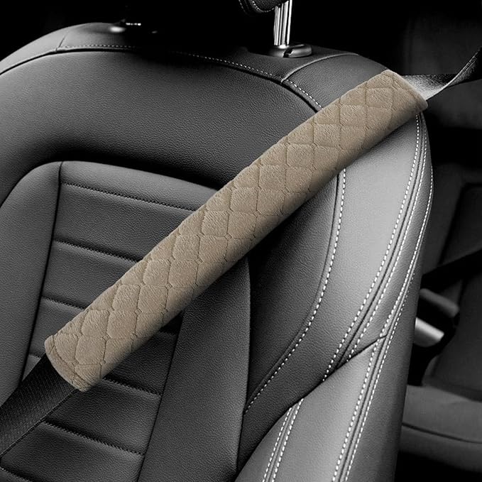 surpassme Car Seat Belt Pads Cover, 2PCS 15in Extra Length Seat Belt Shoulder Strap Covers Protector to Release Stress to Neck and Shoulder for a Safety Driving (Khaki)