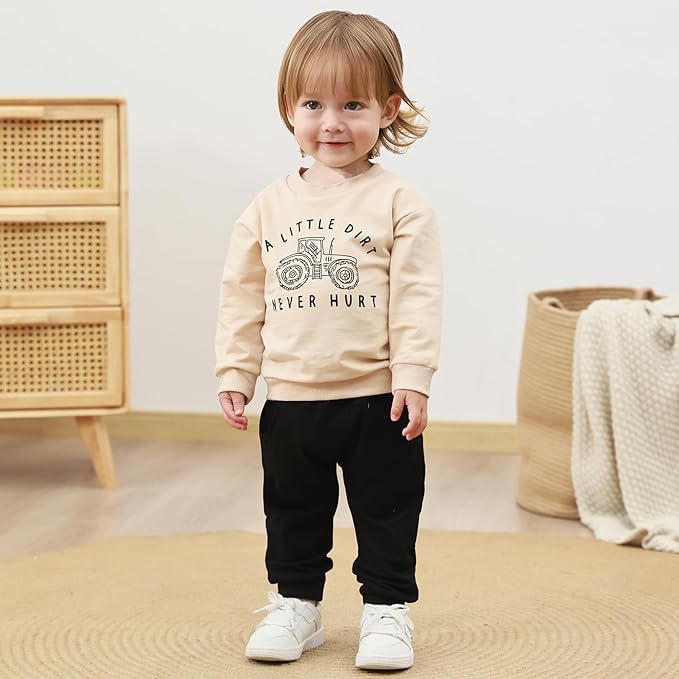 Yvowming Baby Boy Clothes Fall Clothes Truck Print Long Sleeve Pullover Tops + Pant Sets Toddler Winter Outfits