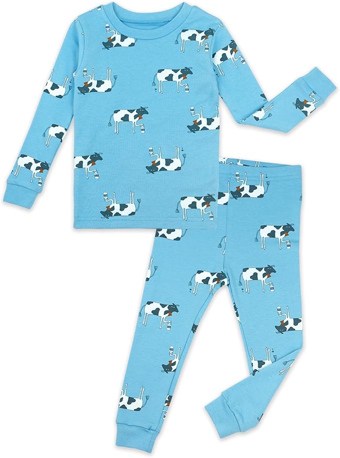 moimoln Sibling Matching 6M-8Y Soft Warm Cotton Modal Character Long Sleeve Snug-Fit Pajama Long Sleeve Sleepwear Daily