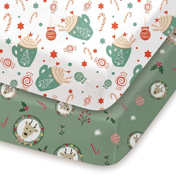 Pack and Play Sheets Fitted 2 Pack, 38x26 Graco Pack n Play Sheets for Playard & Travel Crib Mattress, Ultra Soft Jersey Knit, Breathable Stretchy Deep Pocket, Compatible with Mini Cribs