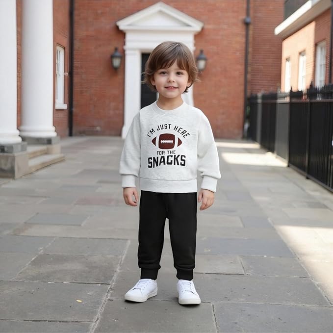 Baby Boy Fall Clothes Set Long Sleeve Football Print Sweatshirt Pants Toddler Infant Outfits 6 12 18 24 Months 2T