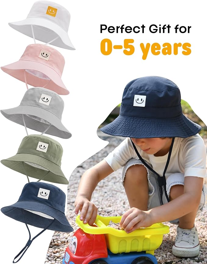 FURTALK Baby Sun Hat Smile Face Toddler Boys Girls Bucket Hat 0-5 Years Kids UPF 50+ Sun Protection Summer Hats