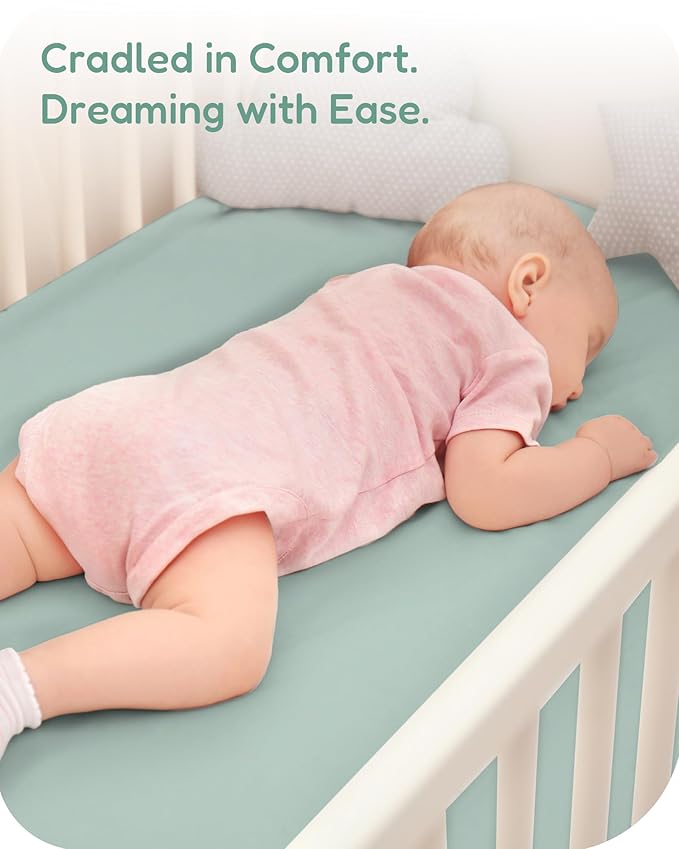 Crib Sheets 2 Pack, Fitted Crib Sheet for Standard Crib Mattress 28x52x9, Ultra Soft Jersey Knit, Breathable Stretchy Deep Pocket, Snug Fit Stays Put, Baby Crib Mattress Sheet
