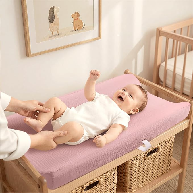 lulumoon Muslin Changing Pad Cover: Baby Diaper Changing Table Pad Cover - Changing Pad Sheets for Girls Boys