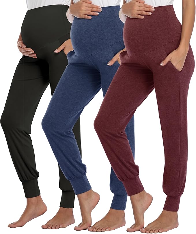 AMPOSH Women's Maternity Pants Stretchy Lounge Workout Sweatpants Casual Loose Comfy Pregnancy Joggers with Pockets