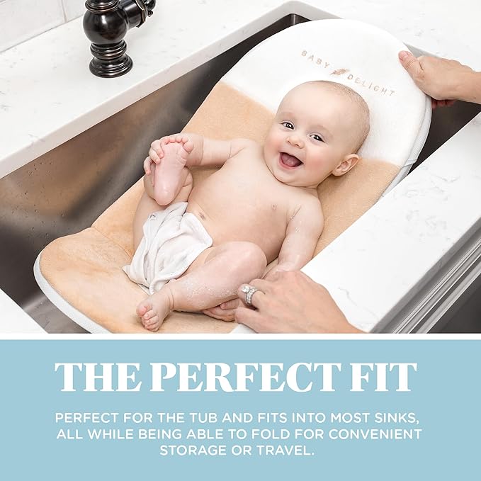Baby Delight Cushy Nest Cloud Premium Organic Infant Bather | Baby Bath Seat | Comfortable Infant Bath Seat with Support | for Sinks and Tubs | Organic Oat