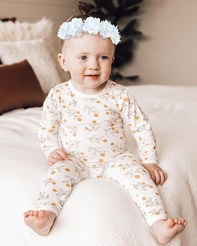 Fmeida Baby Girls Headbands for 4-24M | Soft Flower Crown (Fits 14.96"-18.89" Head)