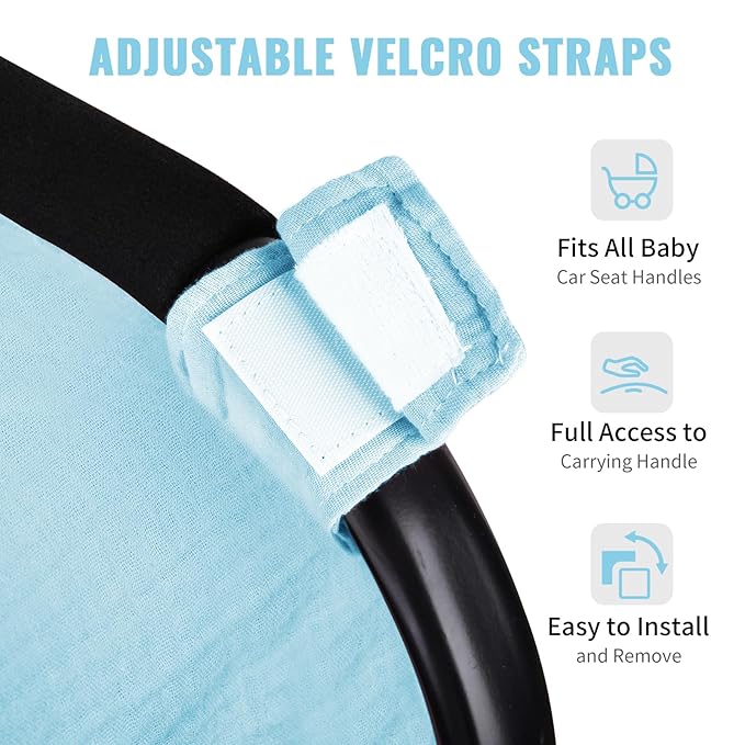 Metplus Muslin Car Seat Cover for Babies - Carseat Stroller Cover Infant Stroller Covers for Boys and Girls, Breathable & Lightweight, Fits Most Strollers & Baby Car Seats