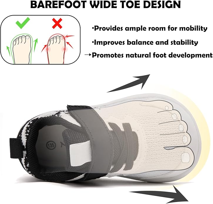 MORENDL Wide Toddler Shoes Baby Walking Shoes Boys & Girls Barefoot Sneakers Zero Drop Comfort Tennis Running Outdoor Activities