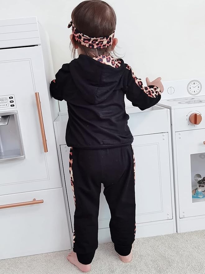 Yvowming Newborn Baby Girl Clothes Outfits Infant Hoodie Sweatshirt Pants Headband Toddler Girl Clothing Set