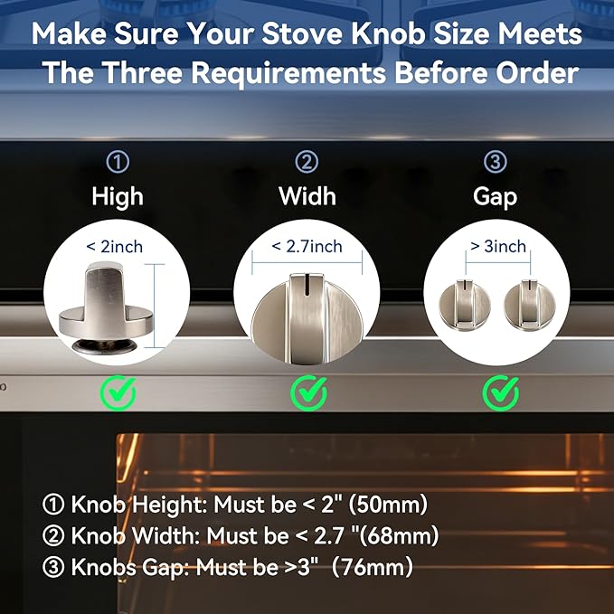 Stove Knob Safety Covers, 5Pcs Fits 90% Oven/Stove 5 Heat Alert Stickers Oven Knob Covers for Child Safety, 2nd Gen Kitchen Burner Childproofing, Gas Stove Knob Locks for Kid Baby Pet (Black)
