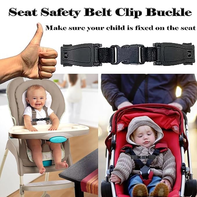 Car Seat Safety Belt Clip Buckle Lock Seat Chest Harness Clip, Universal Replacement Child Safety Belt Buckle for Strollers High Chairs, Trend Adjustable Guard(Black)