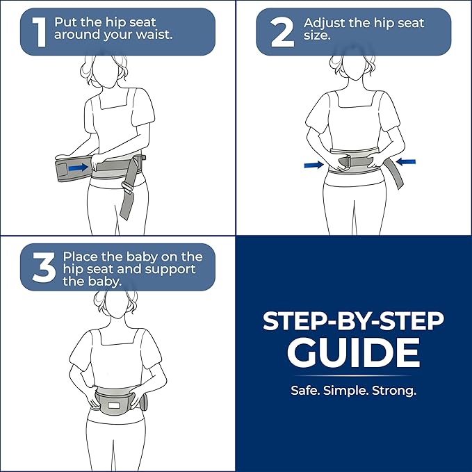 8-in-1 Toddler Hip Carrier for Baby with Extender, Certified Multi Position Baby Hip Carrier Seat for Newborns, Upto 45 Lbs Baby Side Carrier with Safety Buckles, Non-Slip Seat, Storage Pocket, Gray
