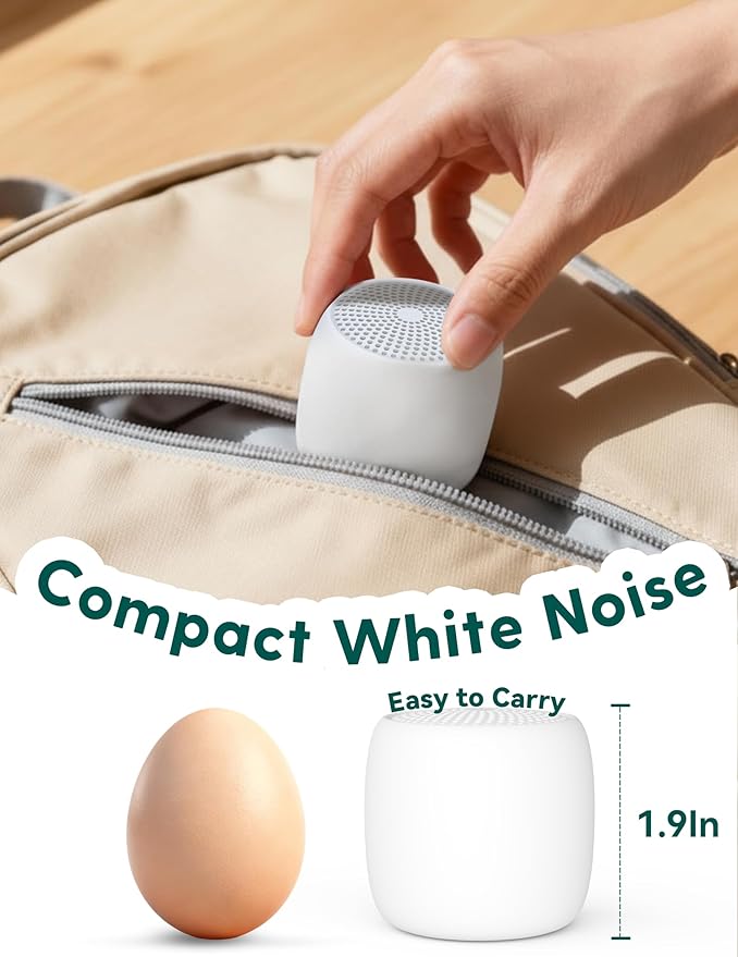 Babelio White Noise Sound Machine (Pocket Mini Pro) | 1000mAh Large Battery, 25 Non-looping Sounds for Adults, Kids & Babies, Timer, Memory Function, Pocket-Sized & Travel Essentials, White
