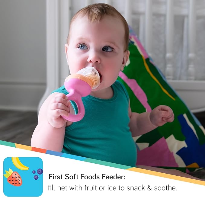Nuby Nibbler Mesh First Soft Foods Feeder, 2pk, Pink & Purple