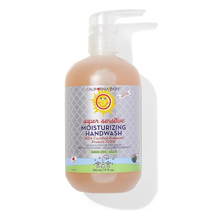 California Baby Super Sensitive Moisturizing Hand Soap | Unscented | 100% Plant-Based Sensitive Skin Soap | Coconut Oil | Hypoallergenic Soap | 19 oz.