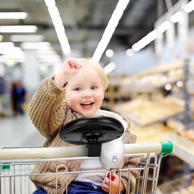 Accmor Stroller Steering Wheel Toy, Pretend Driving Simulated Steering Wheel for Stroller Shopping Carts Universal Detachable Funny Toy Attachment Accessories