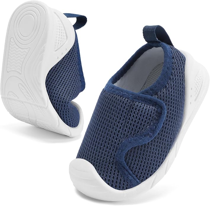 Baby Boys Girls First Walking Shoes Wide Toe Box Infant Sneakers Lightweight Breathable Slip On Barefoot Shoes