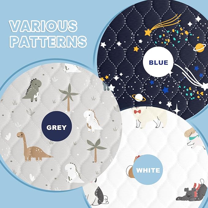 2Packs Bed Wetting Pads for Kids & Toddlers, 36"x36" 5 Layer Waterproof Washable Pee Pads, Potty Training Mattress Protector, Absorbent Chuck Pads Non Slip for Bedwetting Kids, Hospitals, Pet (White)