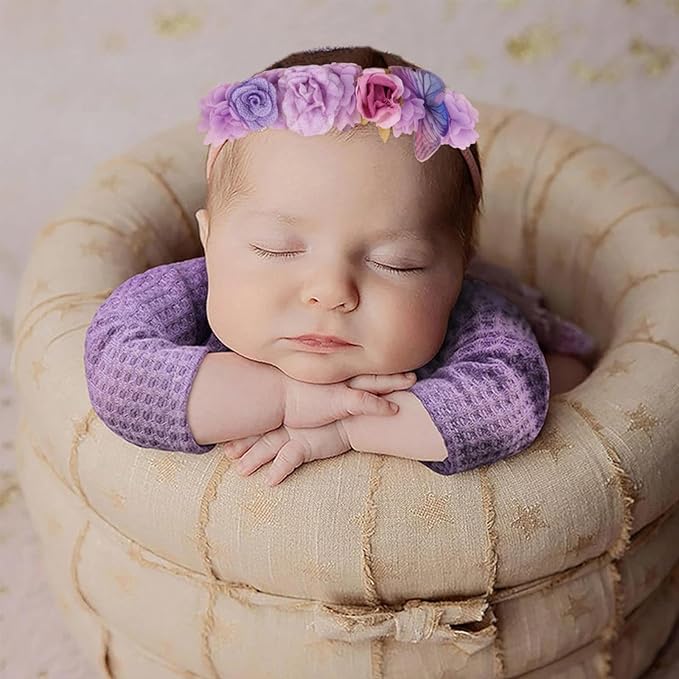 cherrboll 3pcs Baby Girl Headbands Flowers, Super Soft & Stretchy Nylon Floral Hairbands for Newborn Toddler