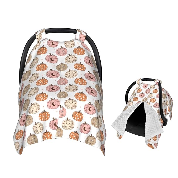 Pumpkins and Bats Baby Car Seat Canopy Nursing Cover for Newborn Car Seat Breastfeeding Covers Blanket Newborn Shower Gift