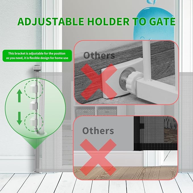 Retractable Baby Gate, Mesh Baby Gate or Mesh Dog Gate, 33" Tall, Extends up to 71" Wide, Child Safety Gate for Doorways, Stairs, Hallways, Indoor/Outdoor(Grey, 86cmx180cm)