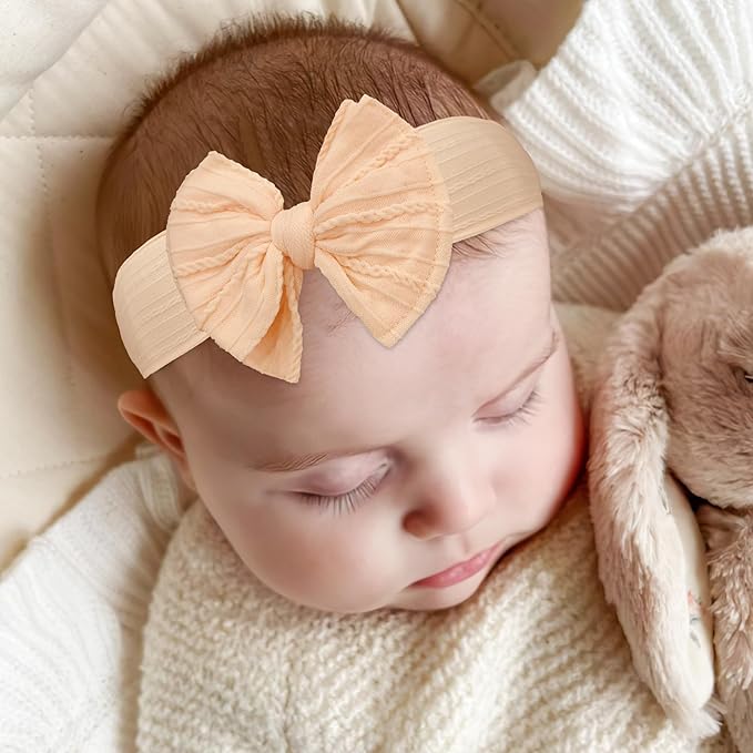 CÉLLOT 6 Pcs Super Stretchy Soft Handmade Headbands with Double Bows Head Wrap Nylon Hair Accessories For Newborn Baby Girls Infant Toddlers Kids(Green)