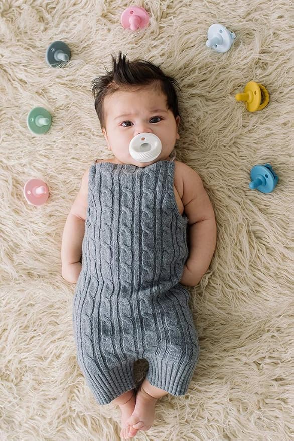 Itzy Ritzy Silicone Pacifiers for Newborn – Itzy Soother Pacifiers Feature Collapsible Handle & Two Air Holes for Added Safety – for Ages 0-6 Months, Set of 2 in Mint & White
