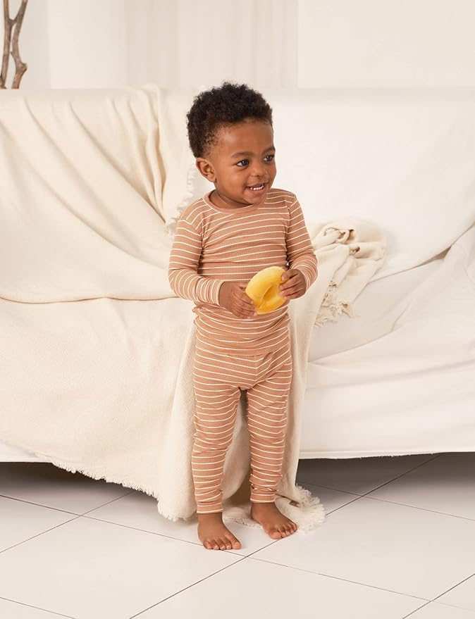 AVAUMA Stripe Pattern Baby Boys Girls Pajama Set Kids Toddler Snug fit Ribbed Sleepwear pjs for Daily Life Style