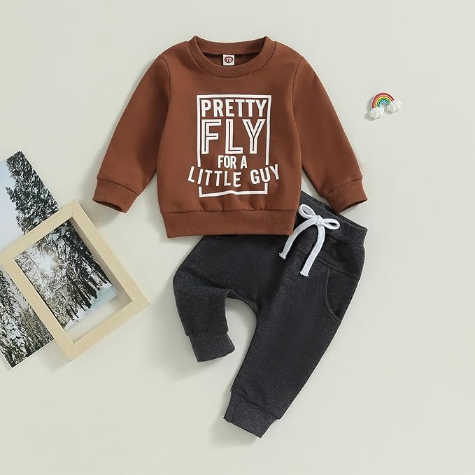 Toddler Baby Boy Fall Outfit Crewneck Long Sleeve Sweatshirt Tops Elastic Pants Jogger Cute Newborn Winter Clolthes Set