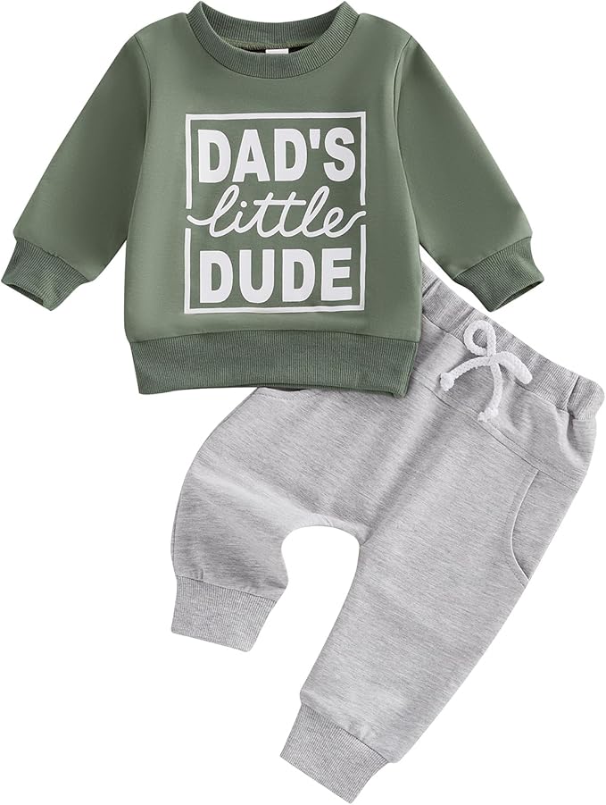 Baby Boy Fall Clothes Set Long Sleeve Letter Print Sweatshirt Pants Toddler Infant Outfits 6 12 18 24 Months 2T