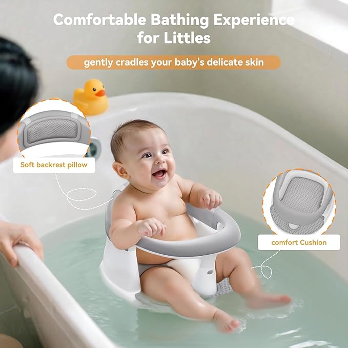 Baby Bath Seat for Babies 6 Months & Up - 360° Protection Bath Seats for Babies Sitting Up | Baby Bath Chair with Temperature Alert & Cushion | Toddler Bath Seat Newborn Infants Baby Bathtub Seat