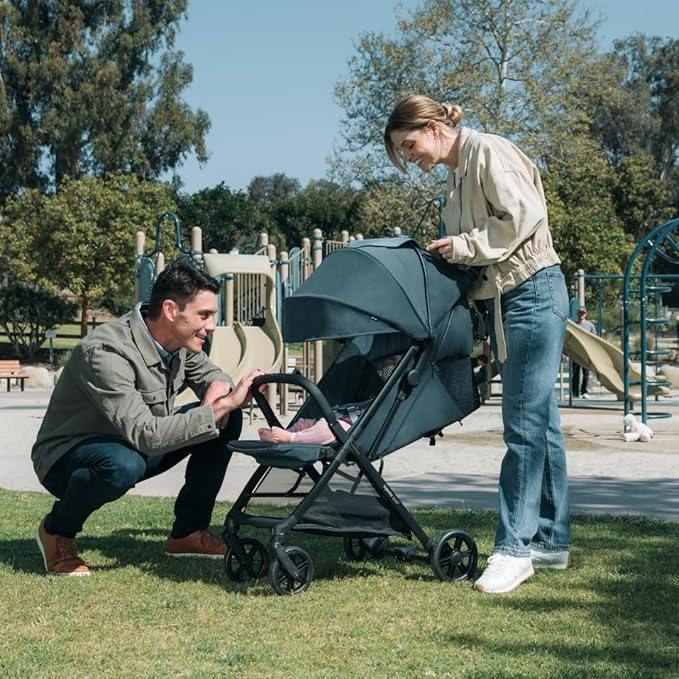Inglesina Quid³ Stroller, Astral Blue - Compact Reclining Travel Stroller for Baby & Toddler 0-55 lbs, One Hand fold, Airplane Overhead, Lightweight, Foldable, XL UPF 50+ Canopy