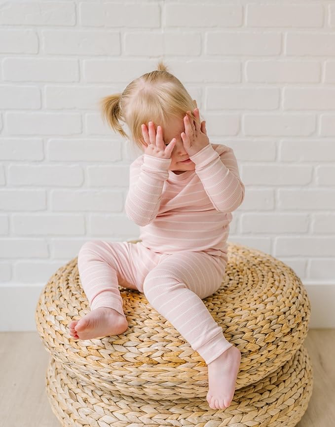 moimoln Stripe Pajamas Set 12M-8Y Ribbed Unisex Baby & Toddler, Soft Viscose, Snug-Fit, Everyday Sleepwear
