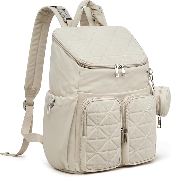 G4Free Diaper Bag Backpack for Moms Dads Travel Baby Bag with Pacifier Case & Insulated Pockets,Beige