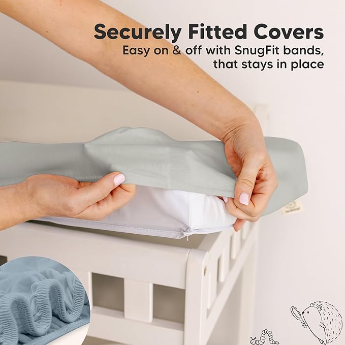 2-Pack Baby Changing Pad Cover for Girl, Boy - 32x16 Soft Viscose Derived from Bamboo Baby Diaper Changing Table Pad Cover Sheets, Neutral, Snug Fit Nursery Diaper Change Sheets (Steel)